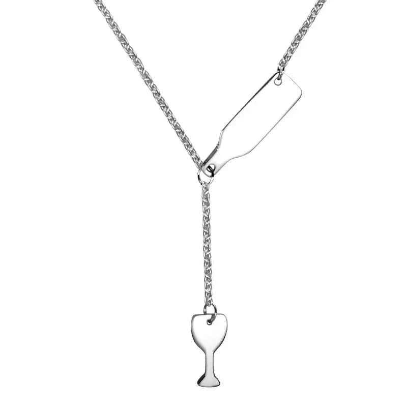 Gold Plated Geometric Bottle Pendant Necklace