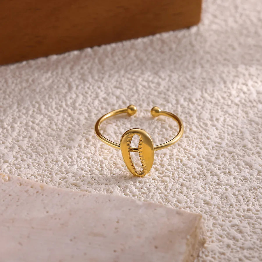 18K Gold Plated Star Shell Open Ring Adjustable Opening G9068231
