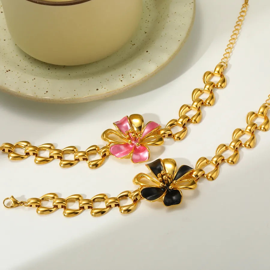 18K Gold Plated Stainless Steel Flower Bracelet