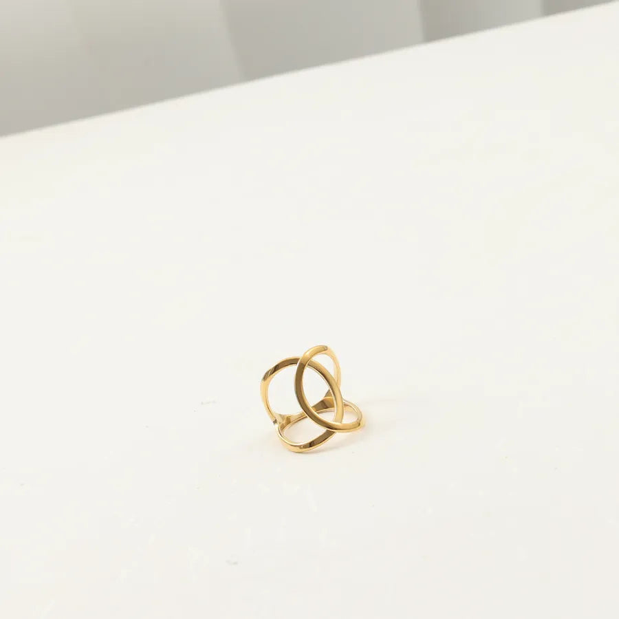 Gold Cross Statement Ring in Stainless Steel