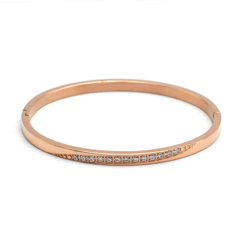 Gold Diagonal Titanium Steel Bracelet for Women