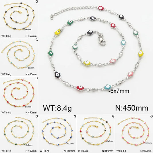 Colorful Stainless Steel Evil Eye Necklace