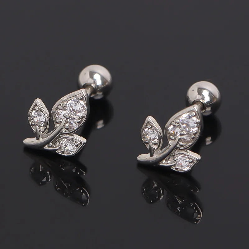 Minimalist Leaf Stainless Steel Stud Earrings