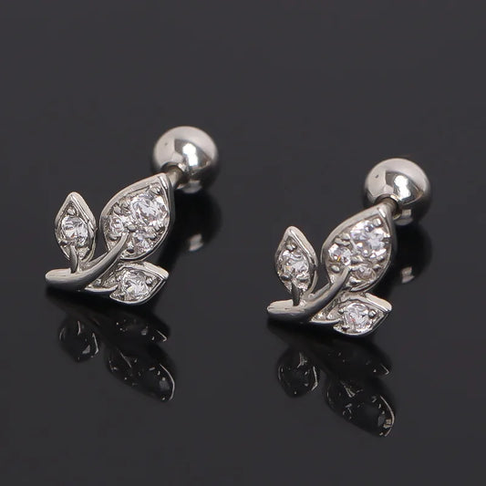 Minimalist Leaf Stainless Steel Stud Earrings