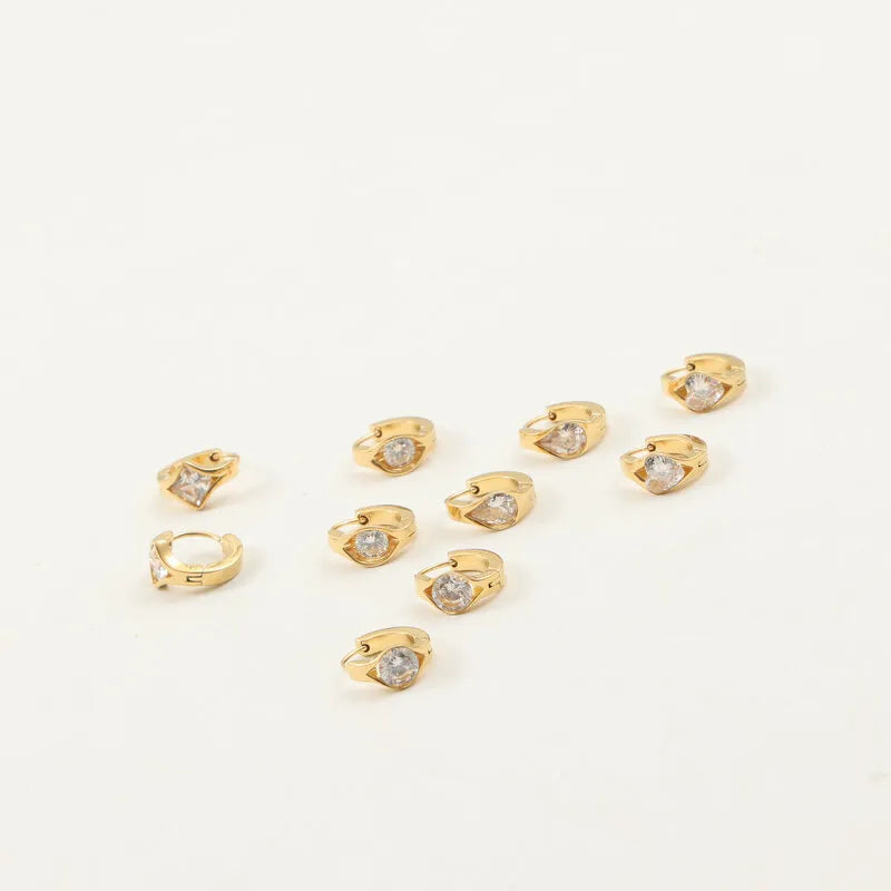 18K Gold Zircon Drop Earrings for Women