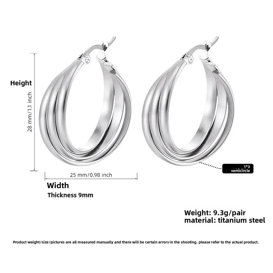 Titanium Steel Geometric U-Shaped Earrings PJER255 Steel Color 25mm