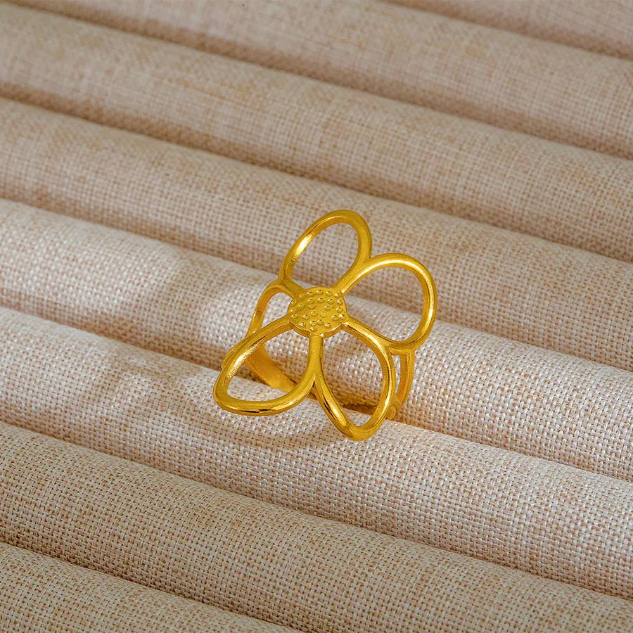 Adjustable 18K Gold Stainless Steel Ring 316