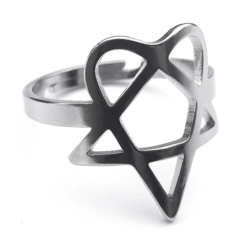 Geometric Hollow Titanium Steel Star Ring