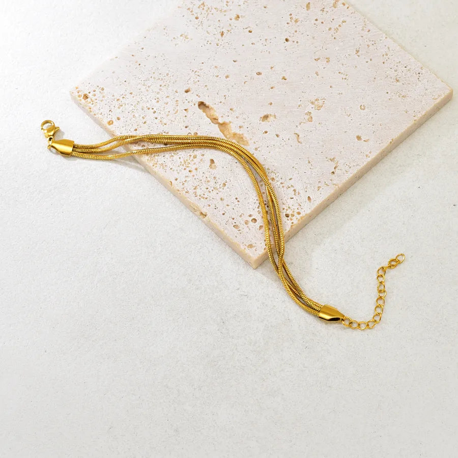 18K Gold Plated Triple Snake Chain Bracelet