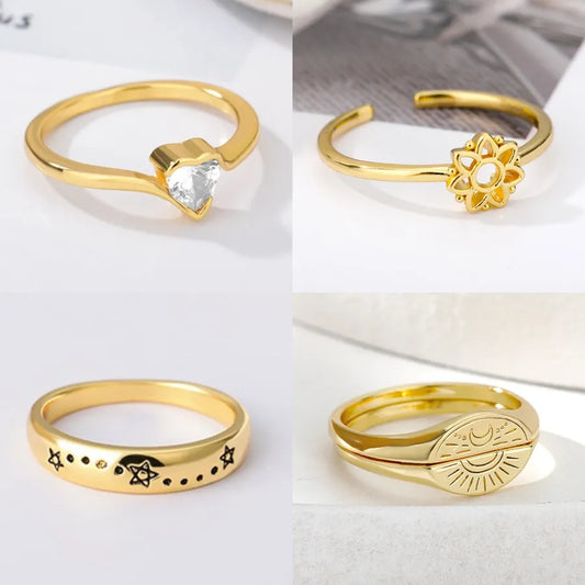 Gold Heart Zircon Ring for Women