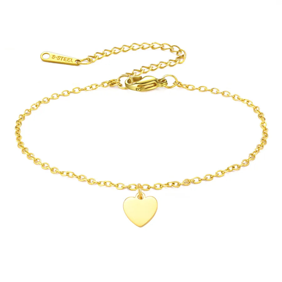 Minimalist Gold Cross Heart Bracelet Gold Heart-Cross Chain