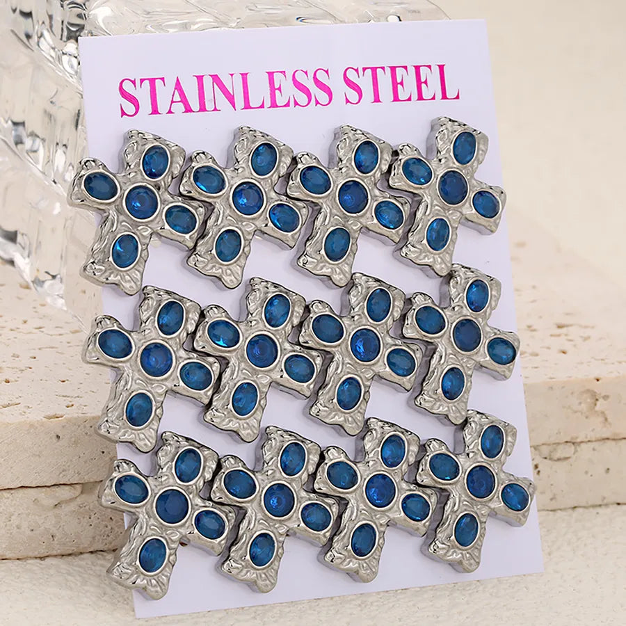 Gold Cross Zircon Earrings – Titanium Steel