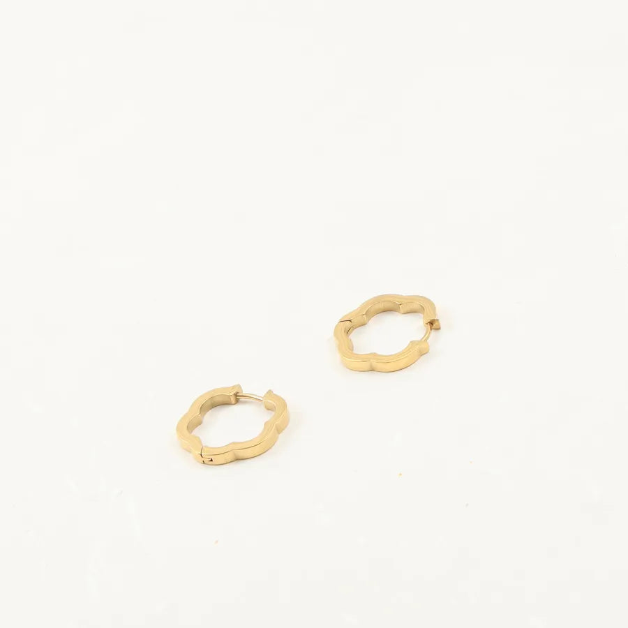 18K Gold Cherry Blossolid Petal Earrings