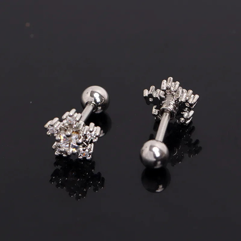 Snowflake Stainless Steel Stud Earrings