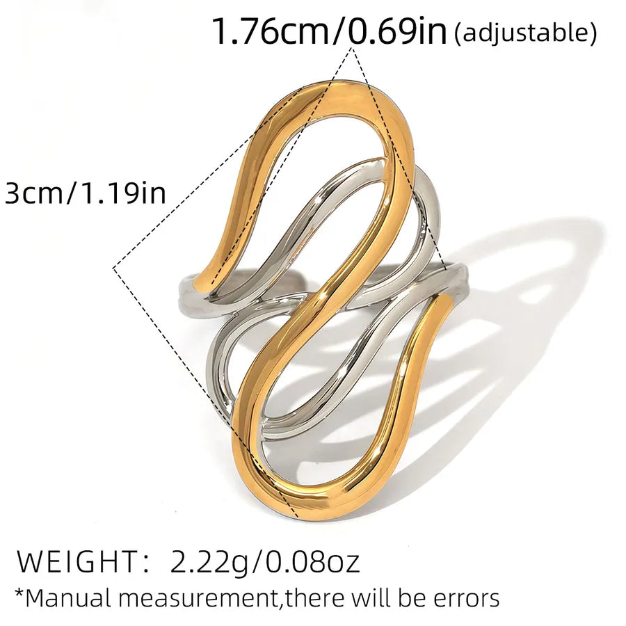 Geometric Adjustable 18K Gold Stainless Steel Ring