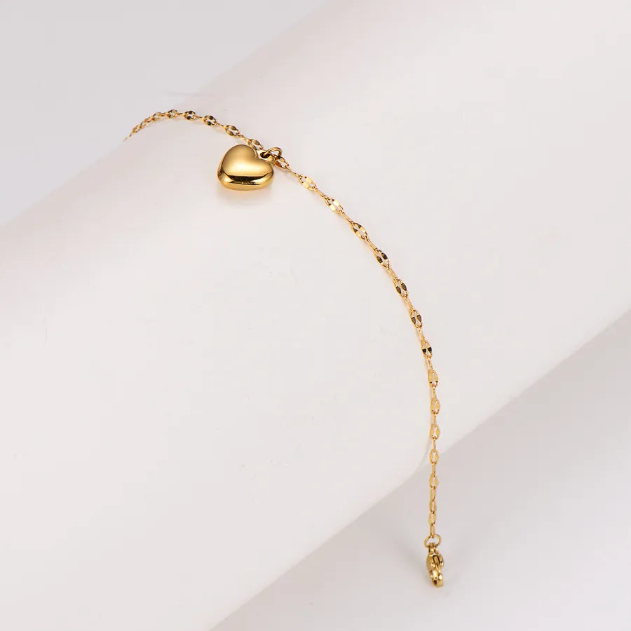 18K Gold Heart Vintage Stainless Steel Bracelet