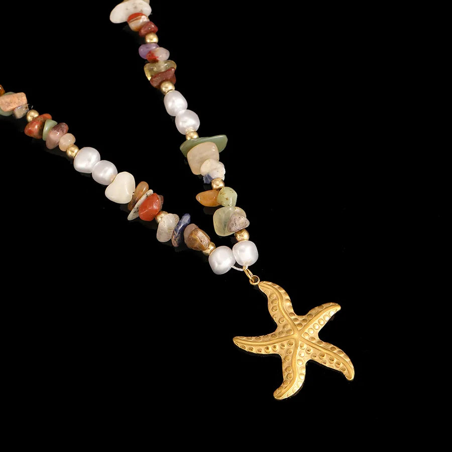 Gold Shell Pendant Necklace with Pearl Charm CYN007-4