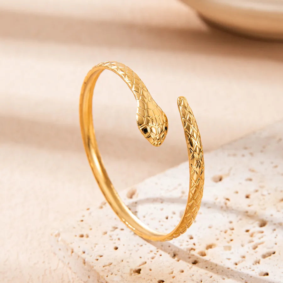 18K Gold Snake Bangle Bracelet for Women Snake Bracelet