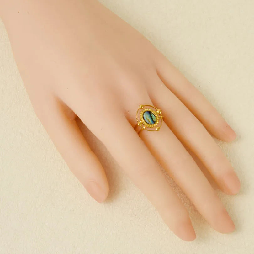 18K Gold Plated Geometric Shell Ring