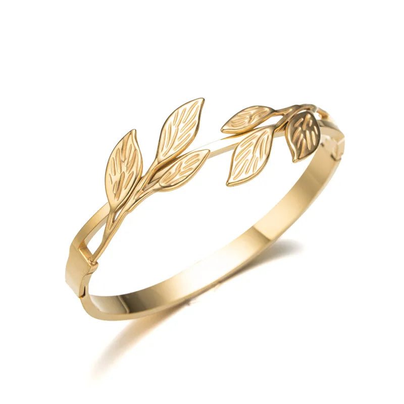 18K Gold Plated Titanium Steel Bangle with Zircon