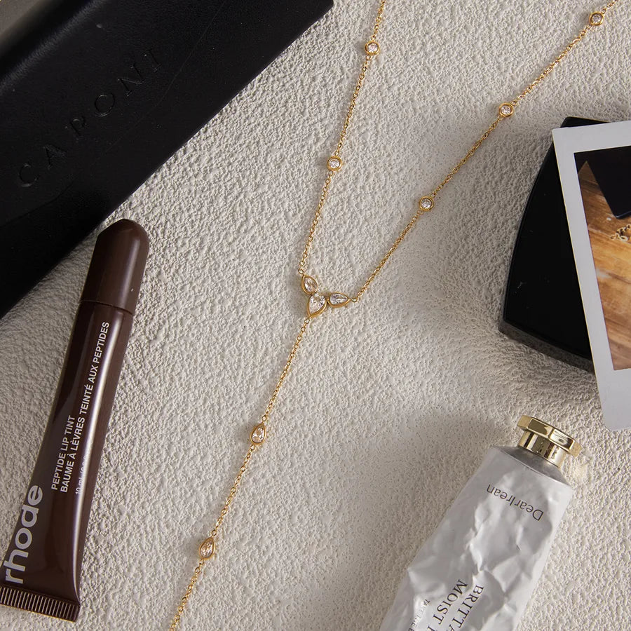 Gold Y-Chain Stainless Steel Pendant Necklace