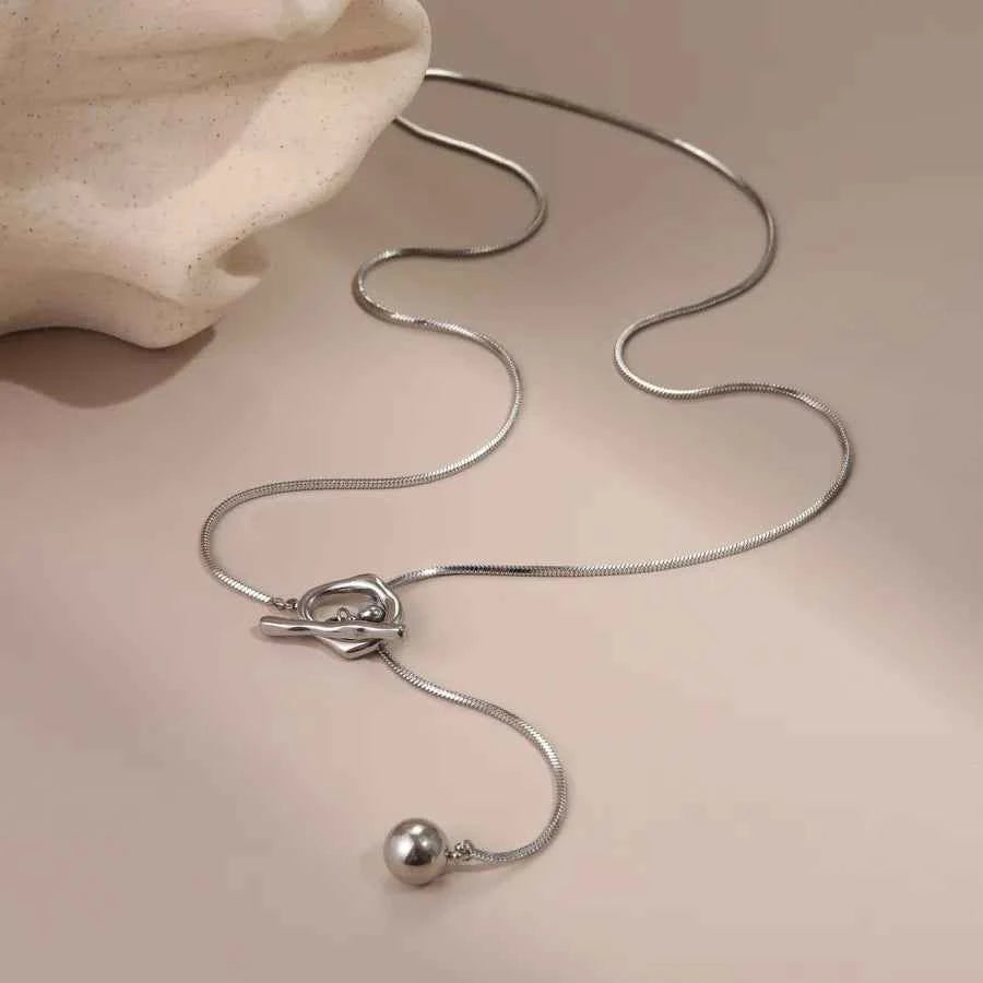 Gold Geometric Y-Chain Stainless Steel Necklace