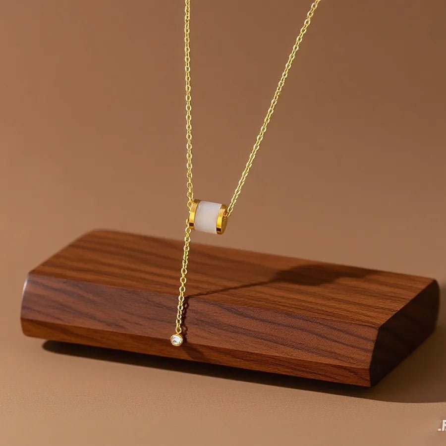 Titanium Steel Heart Pendant Necklace X0450 - Small Waist Tassel Necklace - Gold