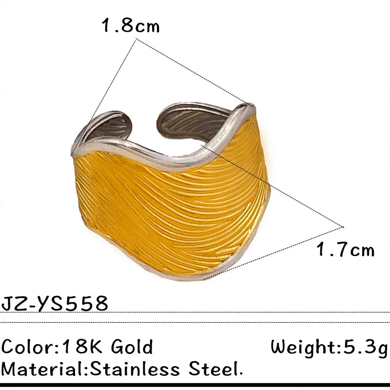 18K Gold PVD Stainless Steel Adjustable Wave Ring