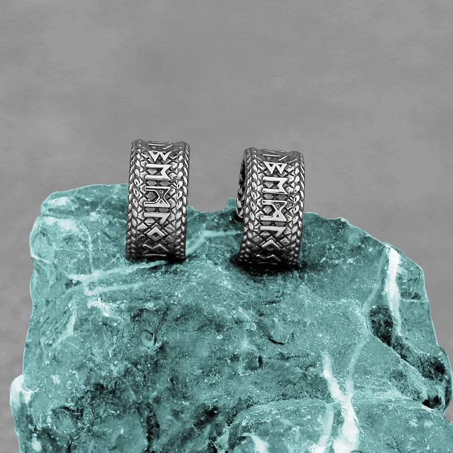 Viking Runes Titanium Steel Clip-On Earrings