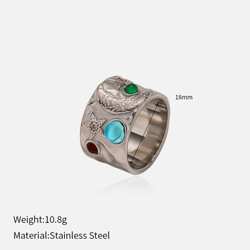 Gold-Plated Titanium Steel Ring with Natural Stone YHTSR-2501101