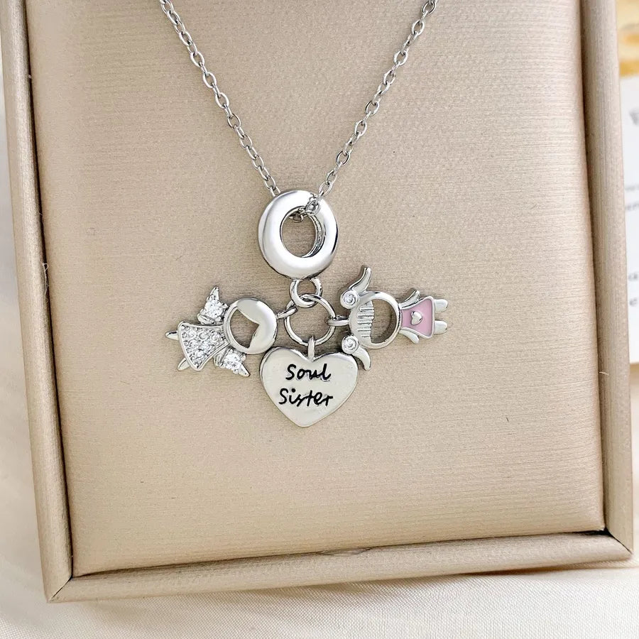 18K Gold Plated Zircon Pendant Necklace XL2262 Little Angel Necklace Silver