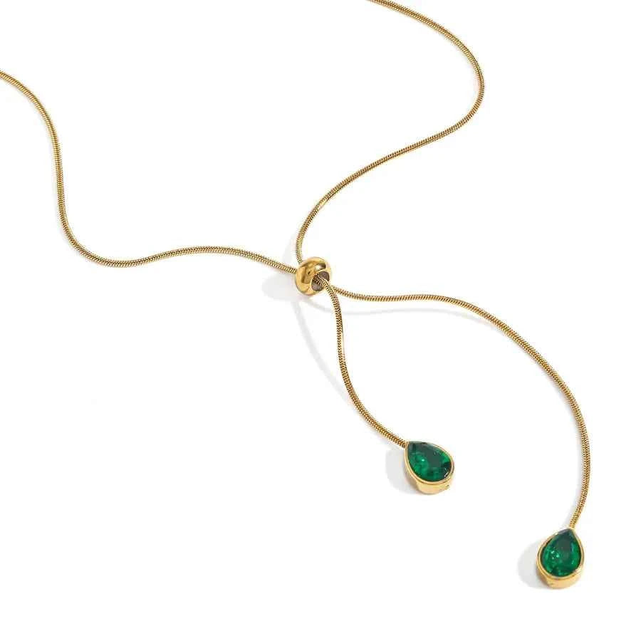 18K Gold Plated Teardrop Stainless Steel Necklace