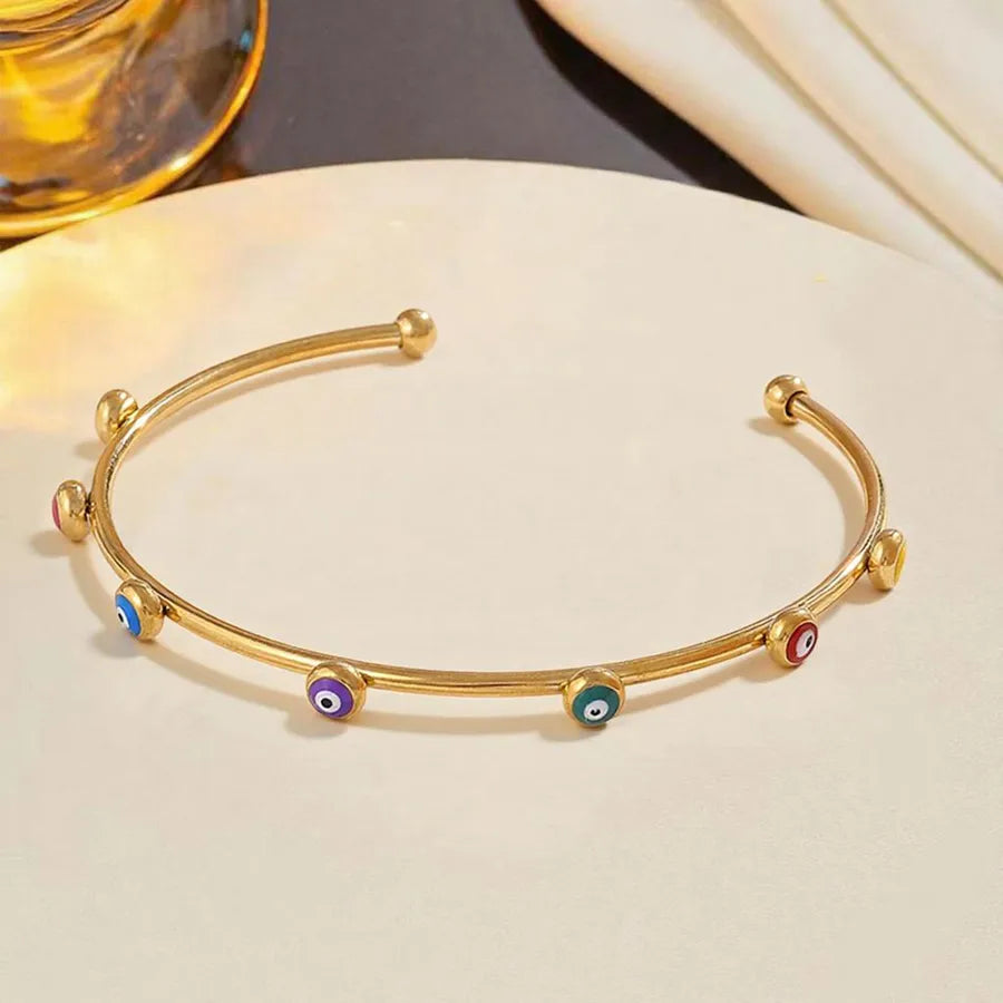 18K Gold PVD Geometric Stainless Steel Bracelet Average Size Gold MX061