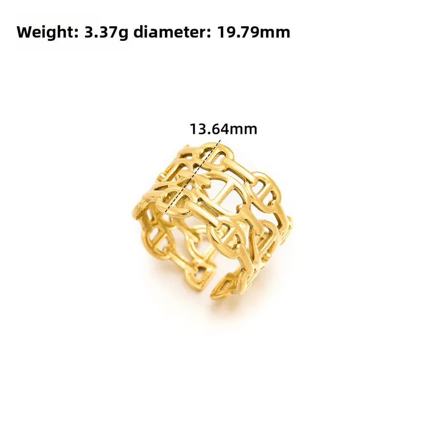 Gold Open Heart Stainless Steel Ring Adjustable Opening J311 Gold
