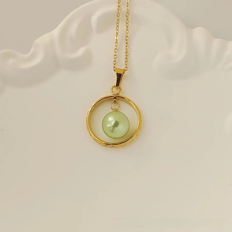 Titanium Steel Moon Pendant Necklace for Women Gold Great Wall Pattern 3 18k