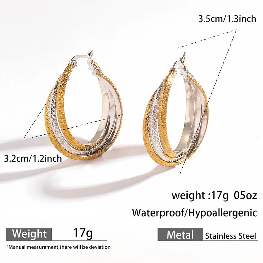 Gold & Silver Gradient Stainless Steel Earrings 1#