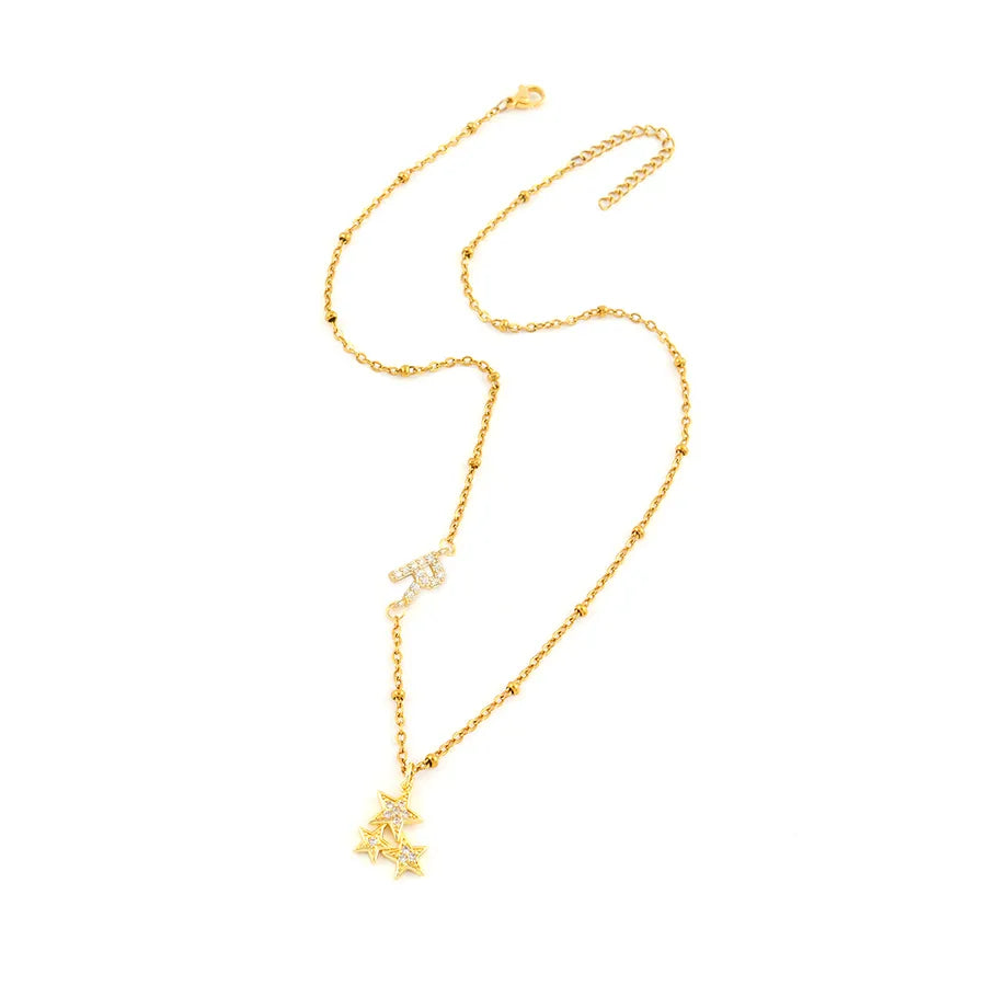 Gold Star Zircon Pendant Necklace for Women