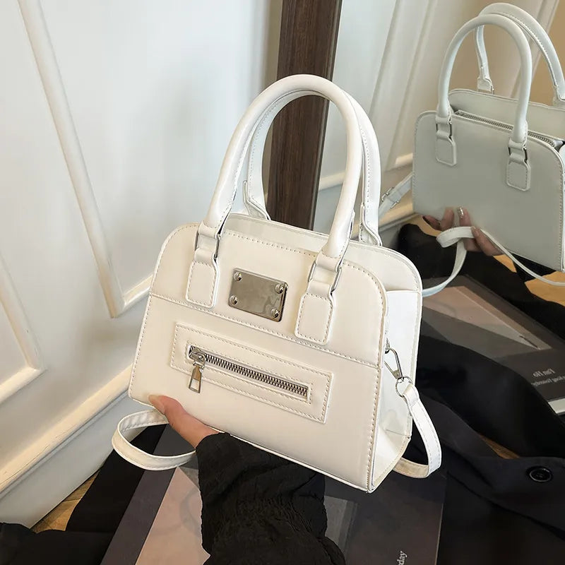 Urban Minimalist PU Leather Shoulder Tote White