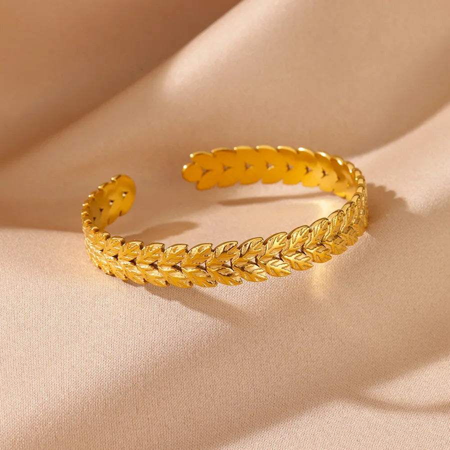 18K Gold Leaf Bracelet for Women