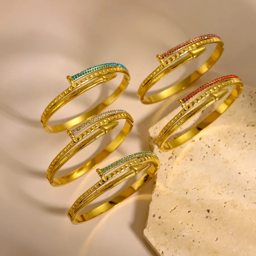 Elegant Zircon Titanium Steel Bangle