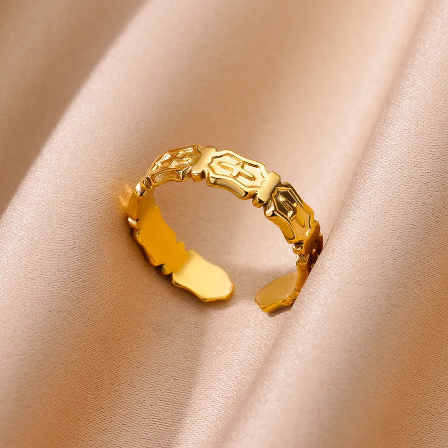 18K Gold Plated Geometric Stainless Steel Ring