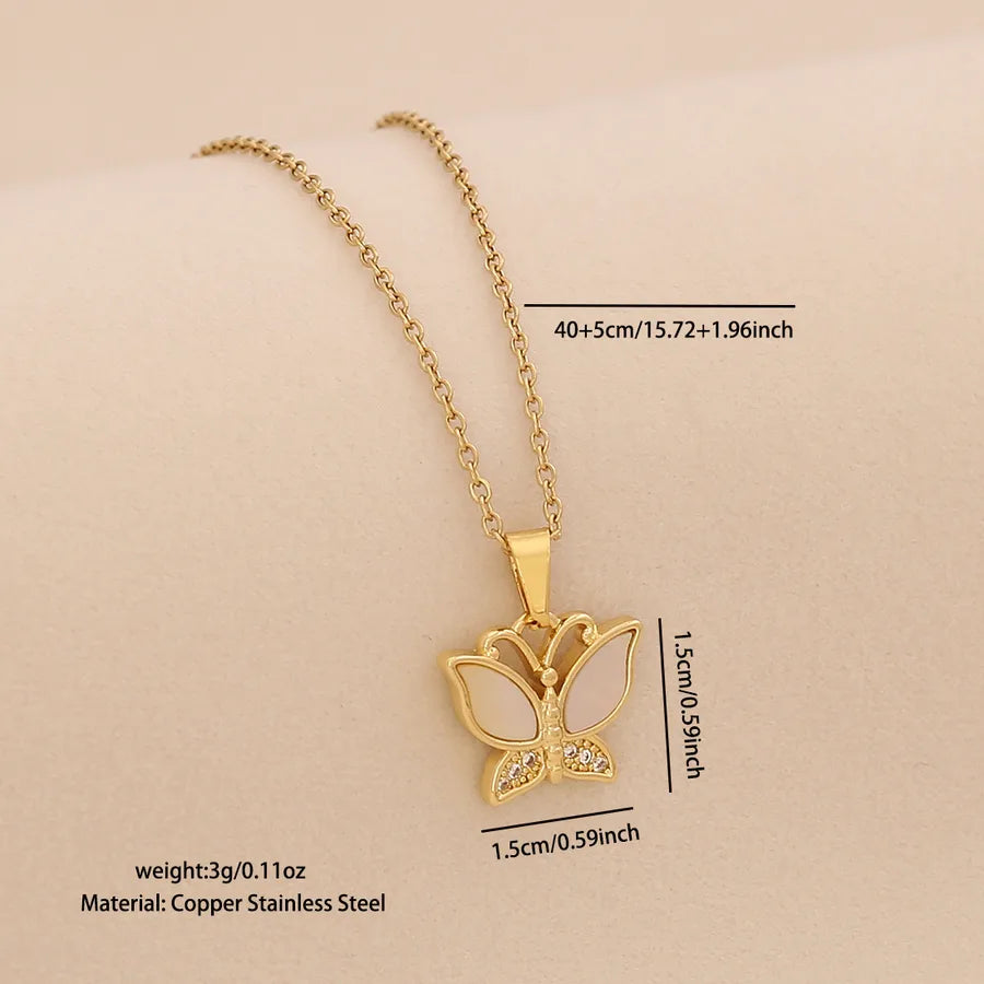 18K Gold Plated Cross & Butterfly Pendant Necklace Average Size Gold 6# Butterfly