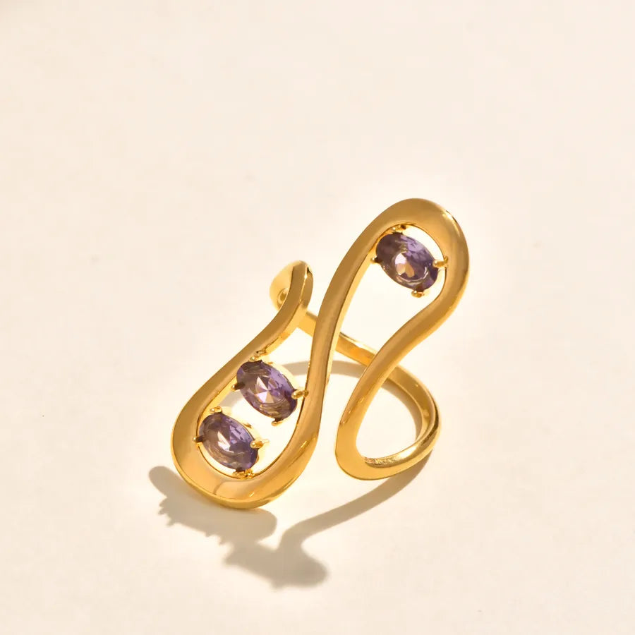 Green Zircon Twist Ring in 18K Gold Plated Steel 5772601