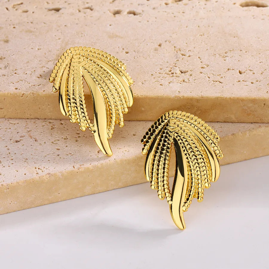 Sunflower Zirconia Stainless Steel Stud Earrings Golden Model 8