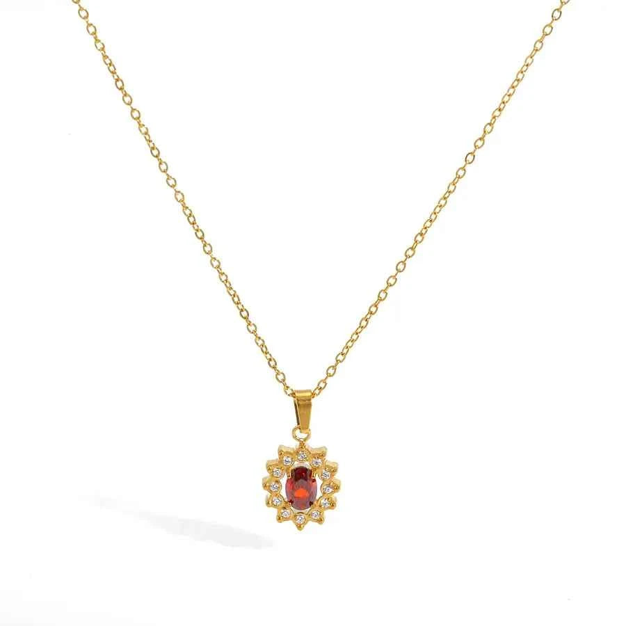 Gold Plated Zircon Pendant Necklace for Women