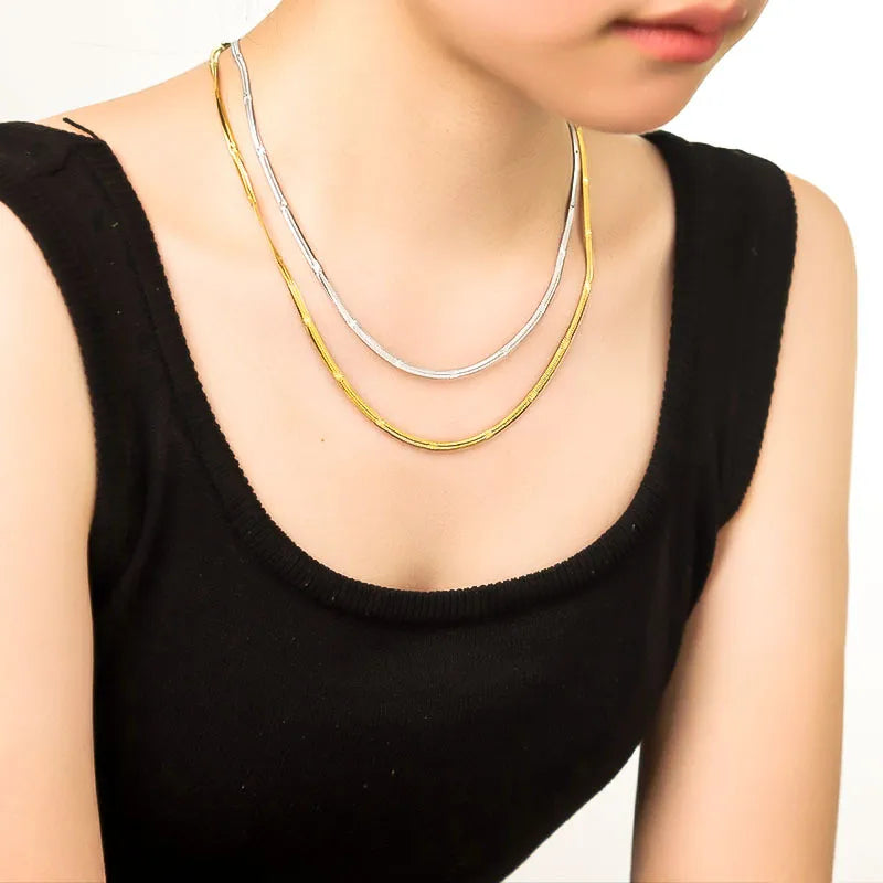 18K Gold Snake Bone Chain Necklace