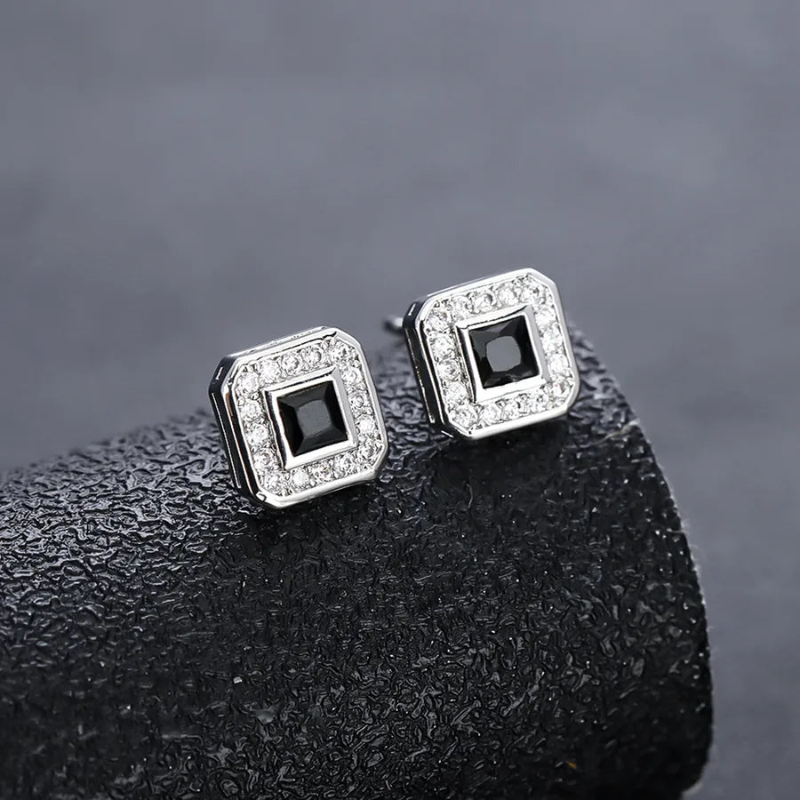 Titanium Steel Diamond Ear Cuff – Unisex & Non-Fading X728-A Diamond Stud Earrings (white) Single Piece