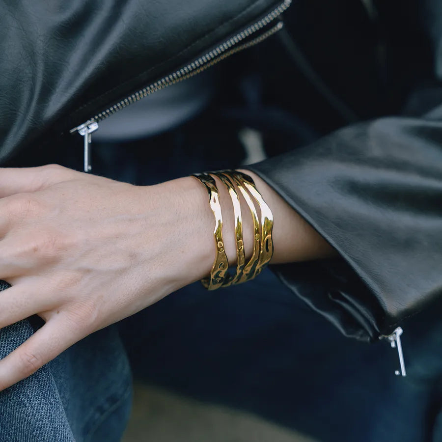 18K Gold Plated Stainless Steel Open Cuff Bracelet