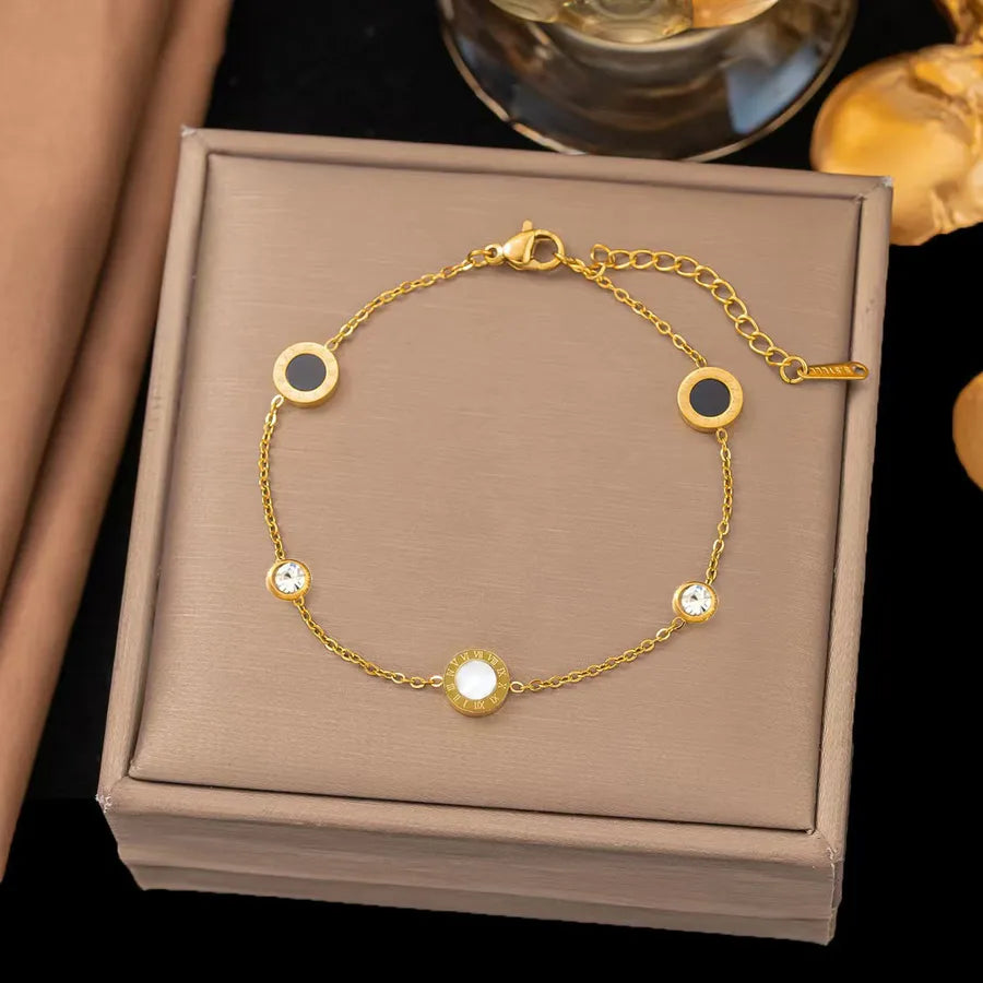 Roman Style Black & White Titanium Steel Bracelet 【E2019】Black and White Roman Bracelet【 Gold 】