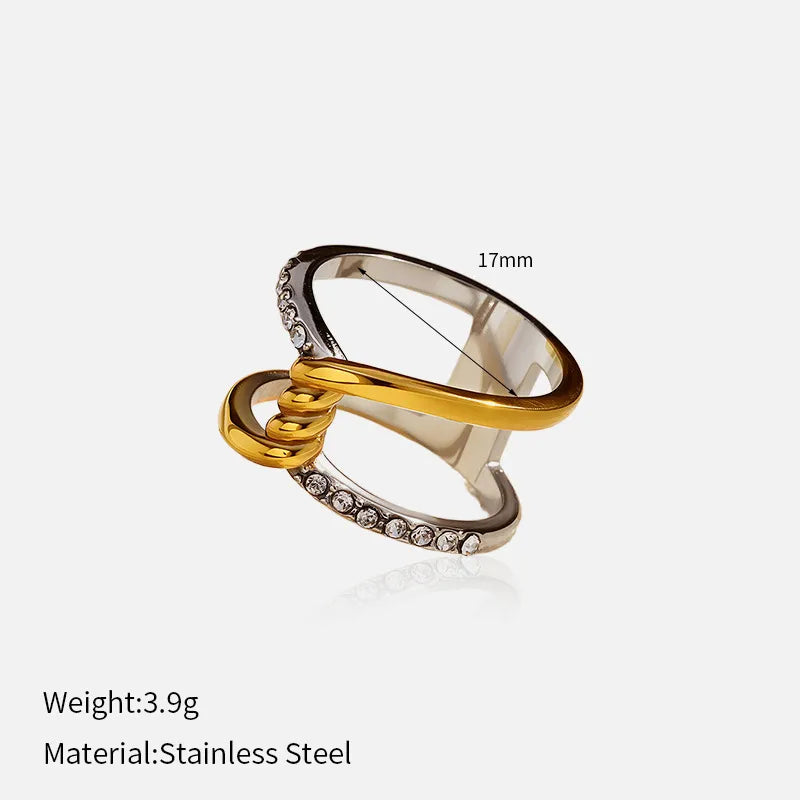 Gold Fishbone Stainless Steel Open Ring YHTSR-250333